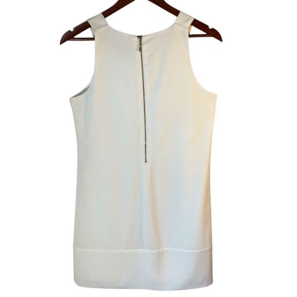 Oleg Cassini White Pleated Sleeveless Sheath Dress, 2. Mature Wedding, Vow Renew - Picture 2 of 10